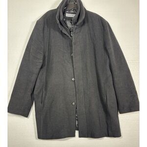 Mens Perry Ellis Portfolio XL 100% Wool Coat Lined Button & Zipper